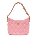 Lambskin Quilted CC Links Hobo Light Pink