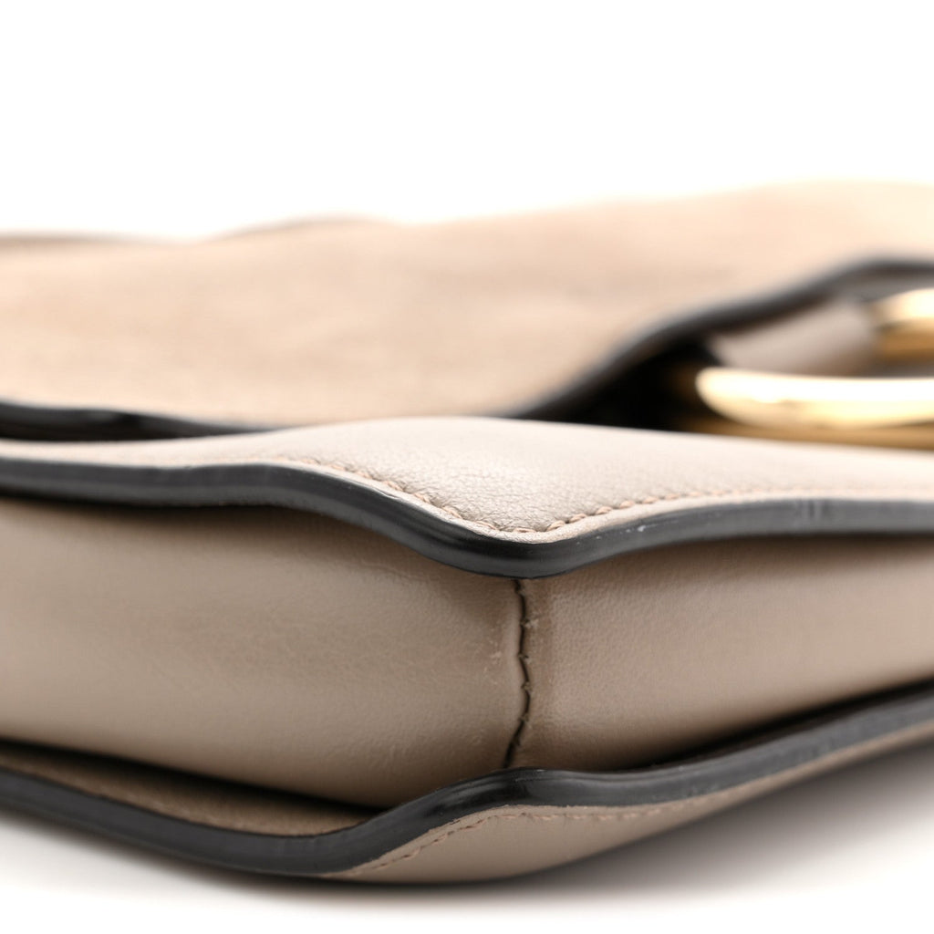 Suede Calfskin Small Faye Shoulder Bag Motty Grey