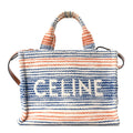 Canvas Calfskin Striped Triomphe Small Cabas Thais Multicolor