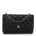 Caviar Quilted Wallet on Chain WOC Black