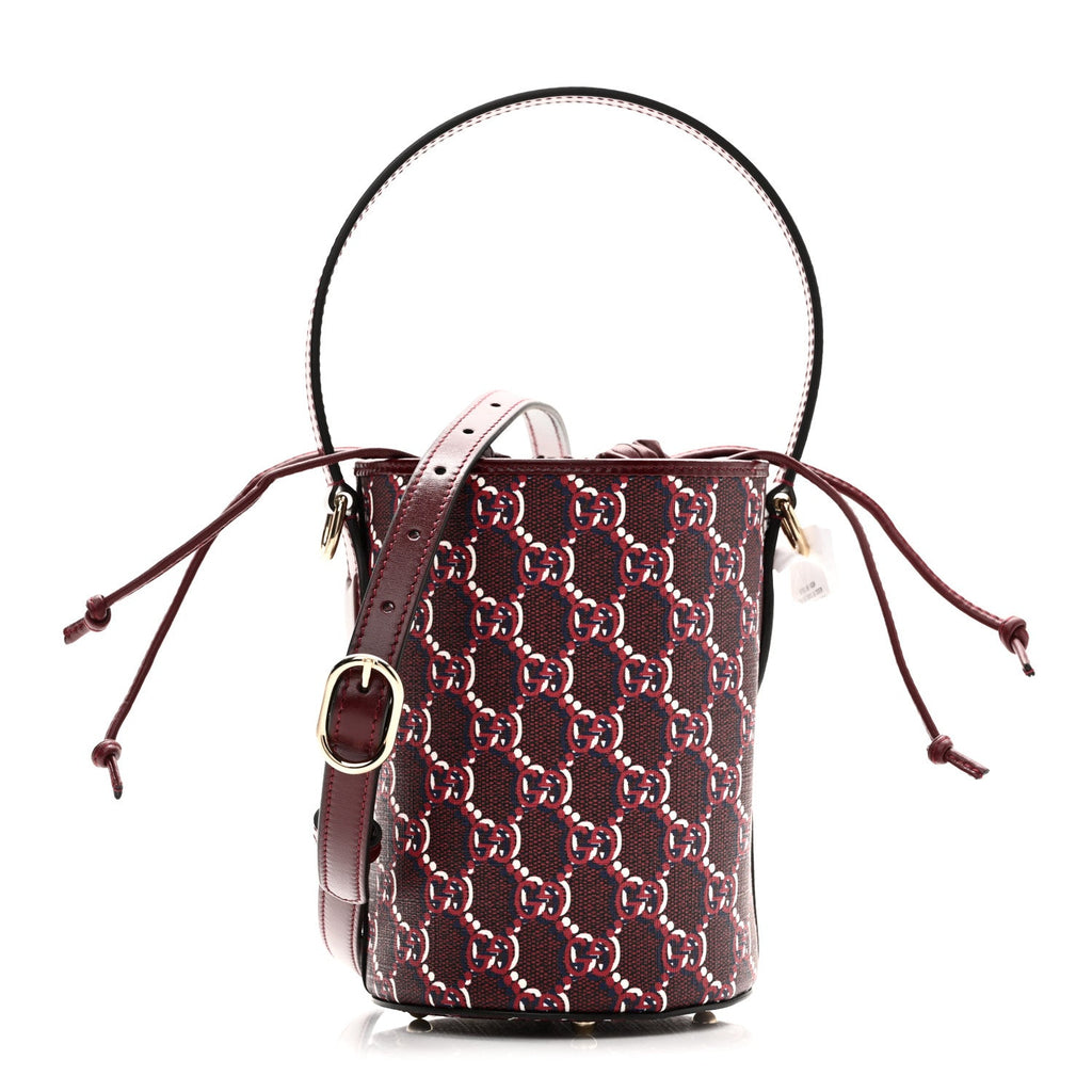 GG Shadow Monogram Mini Bucket Bag Rosso Ancora Red