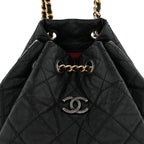 Aged Calfskin Quilted Small Gabrielle Backpack Black