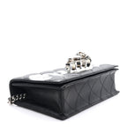 Calfskin Quilted Graffiti Knuckle Shoulder Bag Black