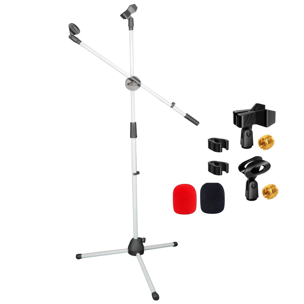 Mic Stand Floor Height Adjustable Tripod Microphone Stands w Extending Telescoping Boom Arm - MS DBL G
