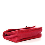 Suede Quilted Whipstitch Flap Red
