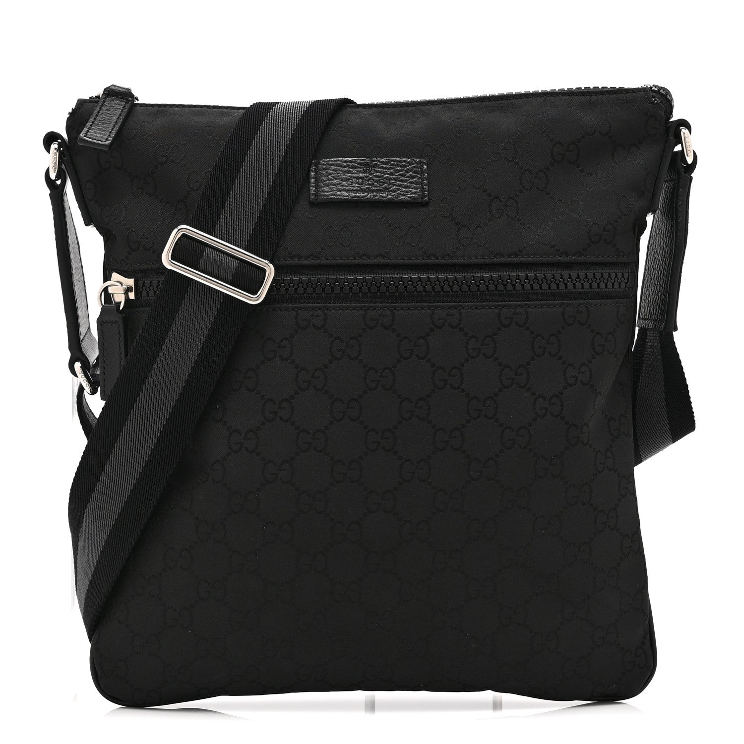 Nylon Monogram Small Flat Messenger Bag Black