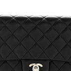 Lambskin Quilted Flap Clutch Black