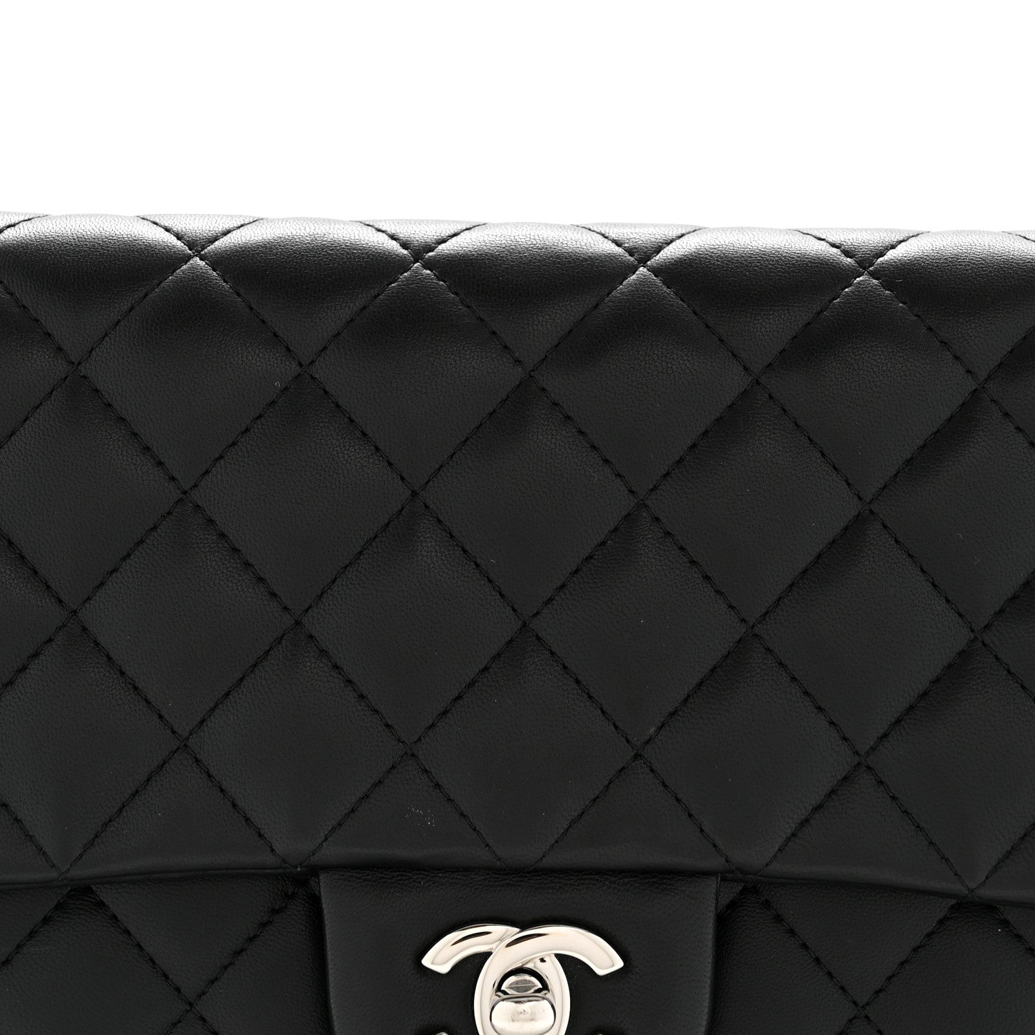 Lambskin Quilted Flap Clutch Black