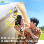Smart V8 3-Axis Handheld Gimbal Stabilizer with Extension Rod and Tripod for Face Tracking - Compatible with iPhone, Android with Ai