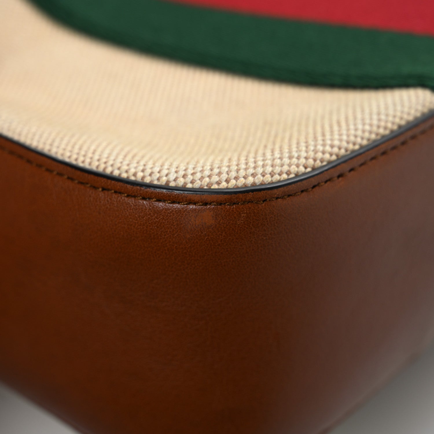 Vintage Canvas Web Shoulder Bag Sand Cuir