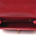 Aged Calfskin Chevron Quilted Mini Coco Handle Flap Red