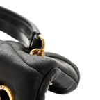 Lambskin Quilted Small Loulou Puffer Monogram Chain Satchel Black