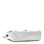 Perforated Metallic Lambskin Small CC Medals Flap Silver