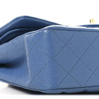 Caviar Quilted Small Double Flap Blue