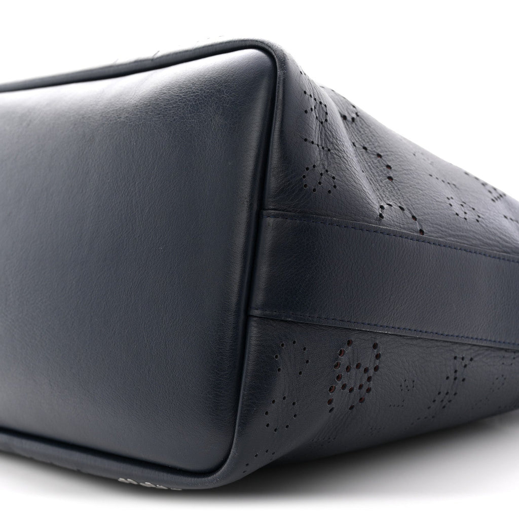 Calfskin Tweed Small Logo Eyelets Shopping Tote Navy Blue