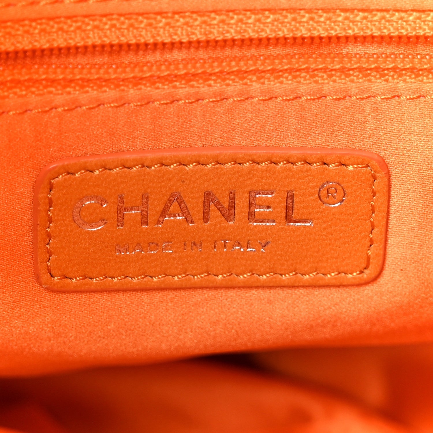 Lambskin Quilted Jumbo Grocery By Chanel Drawstring Shopping Bag Orange