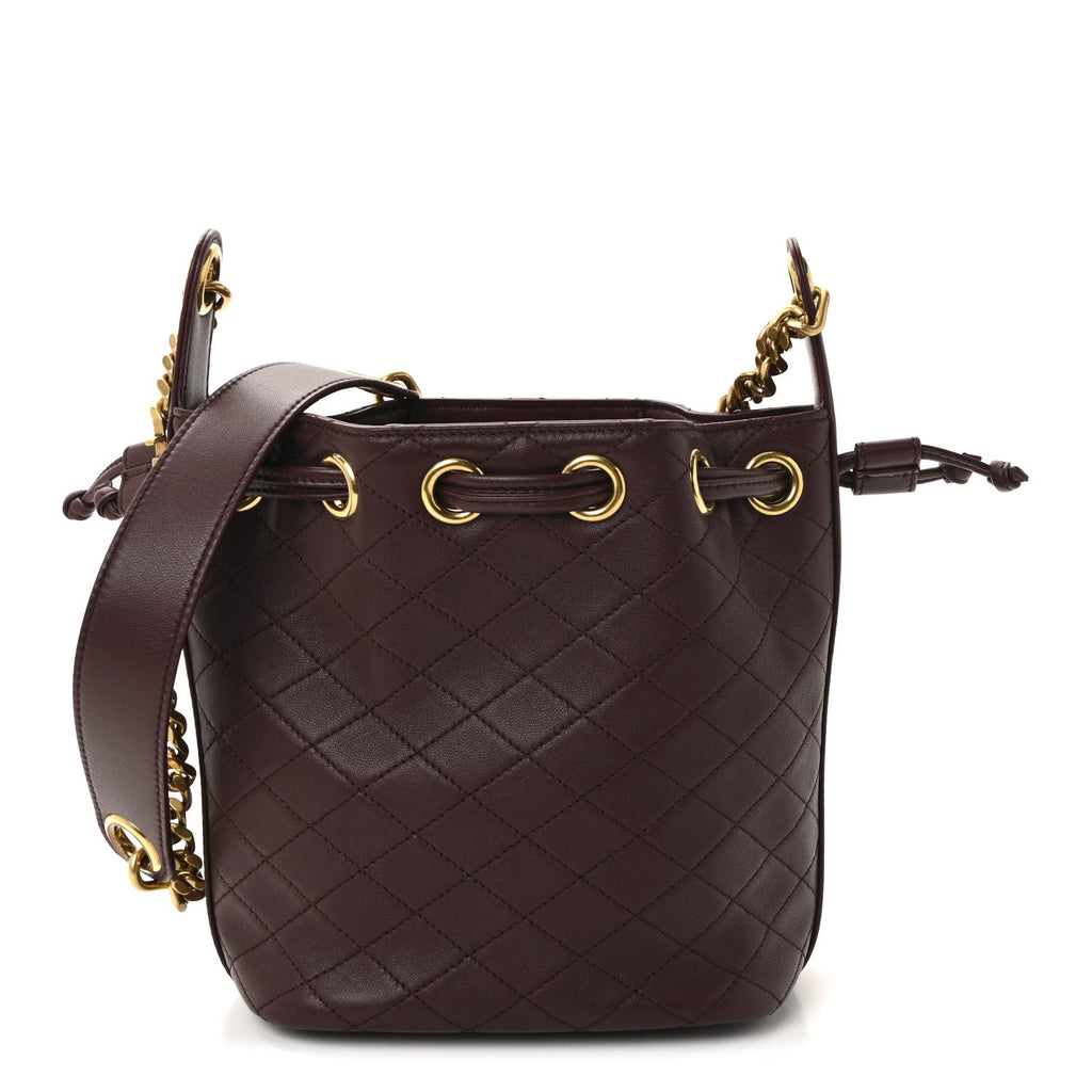 Lambskin Carre Quilted Cassandre Small Bucket Bag Hot Wine