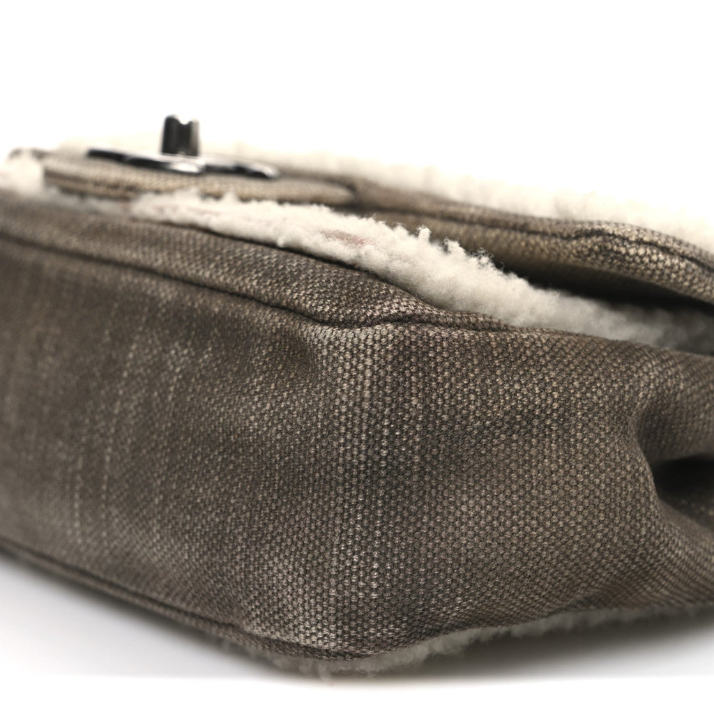 Shearling Sheepskin Denim Small Paris Dallas Sheriff's Star Flap Brown White