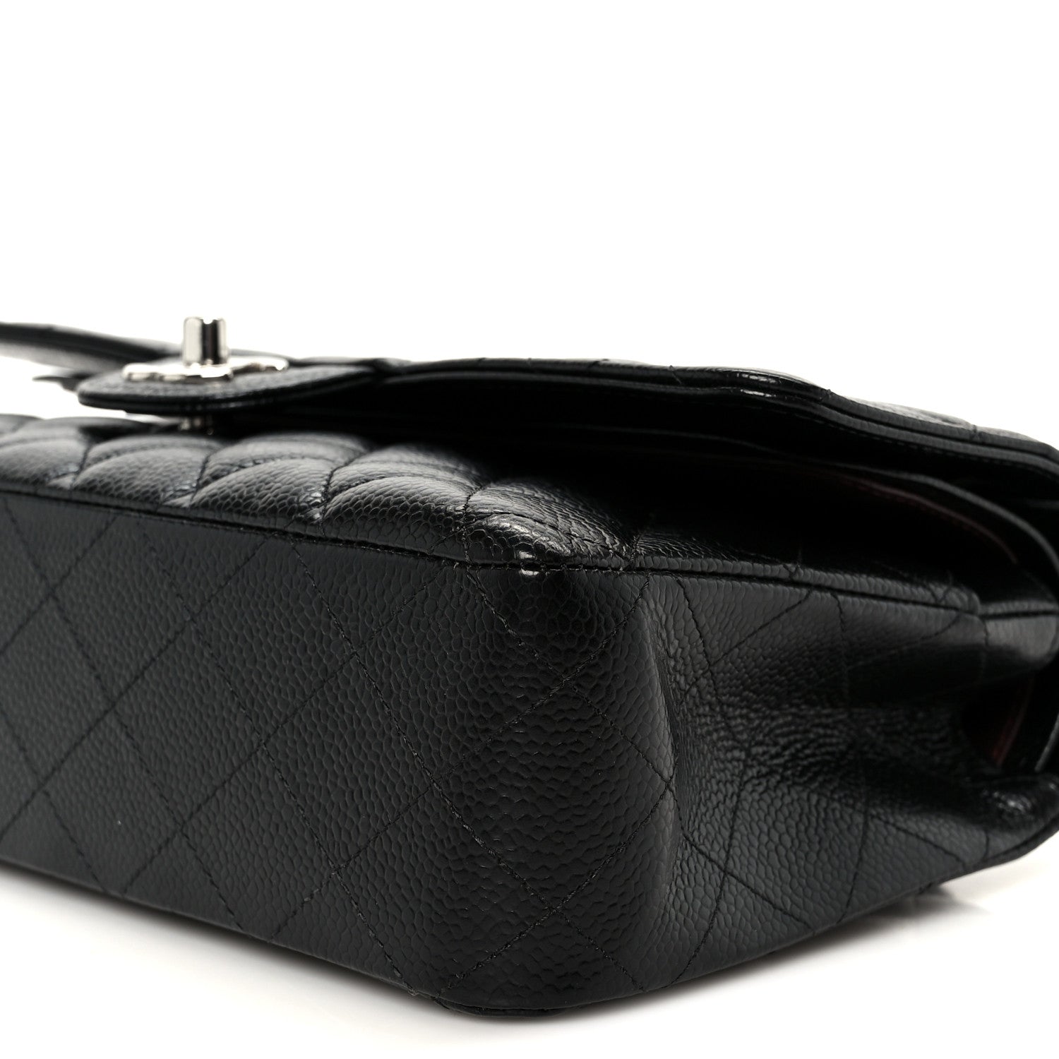 Caviar Quilted Medium Double Flap Black