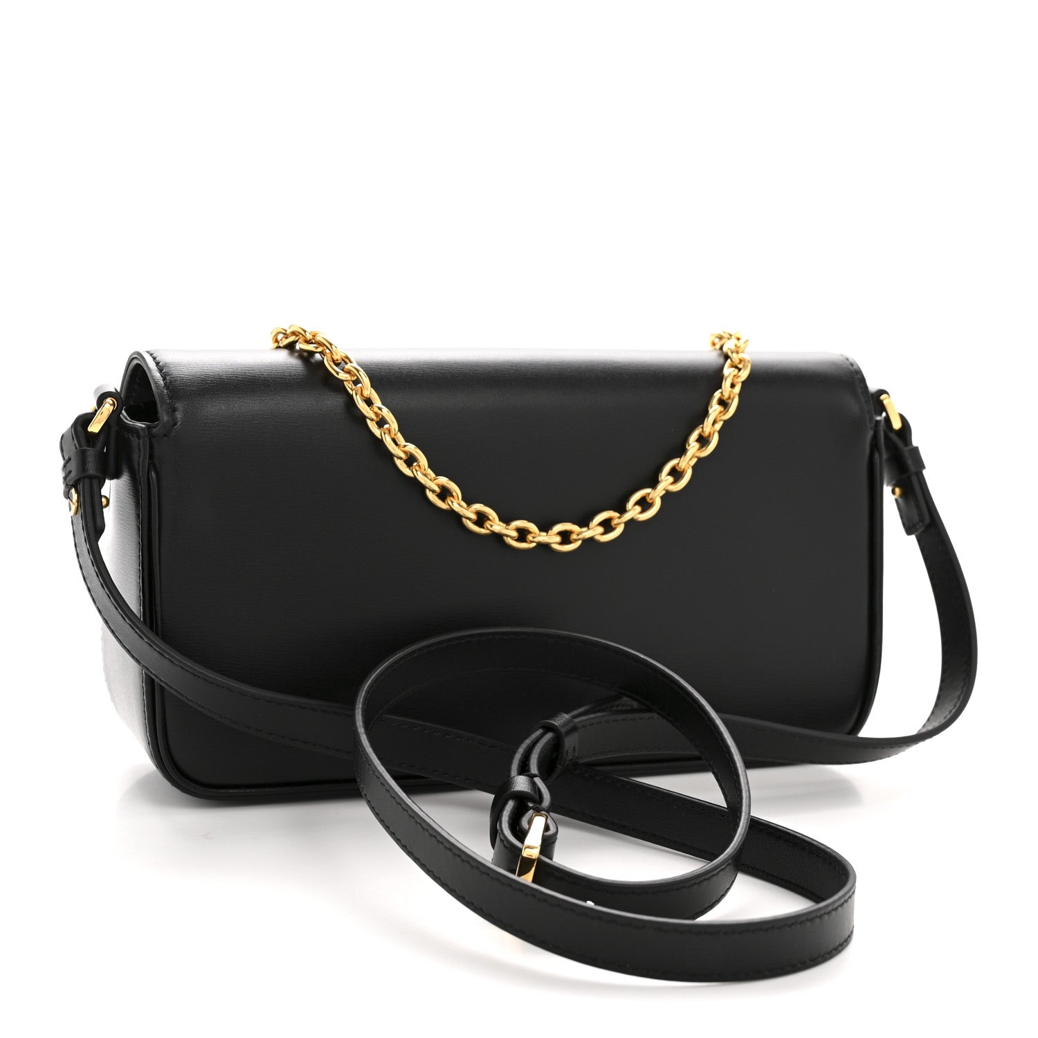 Box Calfskin 30 Montaigne Avenue East West Mini Bag Black