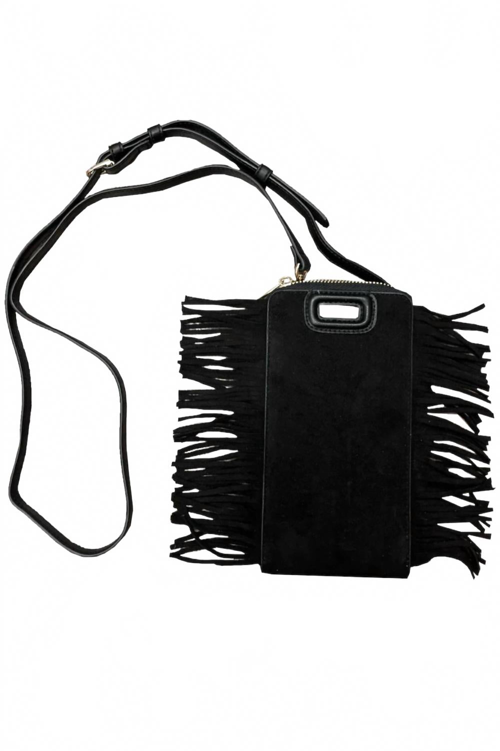 Women's Claire Suede Fringe Phone Case In Black