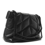 Lambskin Quilted Monogram Monochrome Medium Loulou Puffer Chain Satchel Black