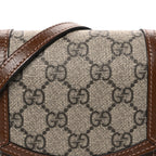 GG Supreme Monogram Mini Horsebit 1955 Crossbody Bag Beige Brown Sugar