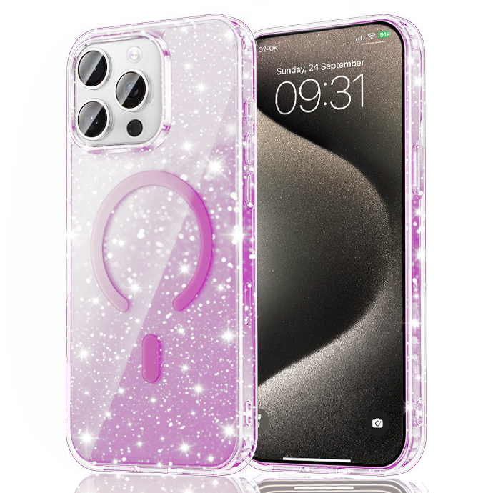Entronix [Magnetic] Case Compatible with iPhone 15 Pro Max - [Hard Back] Glitter Color