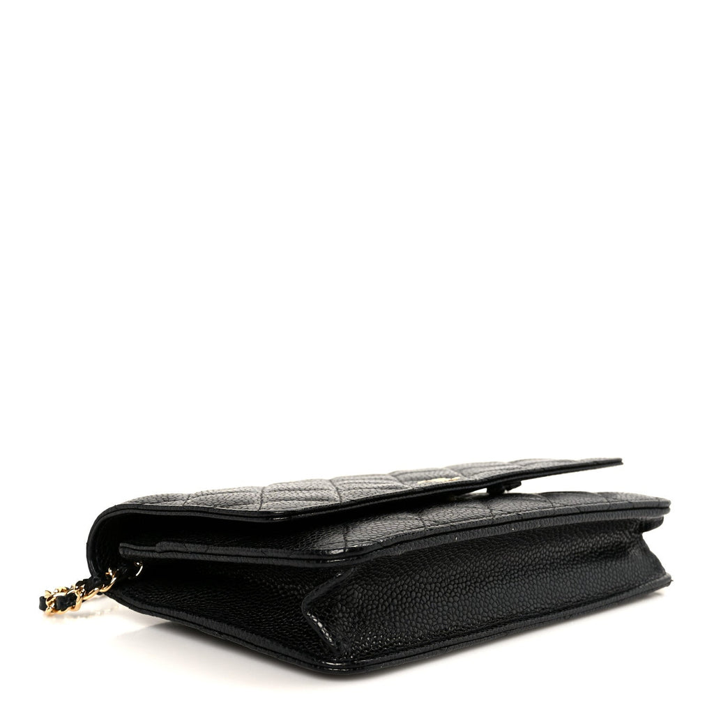 Caviar Quilted Wallet on Chain WOC Black