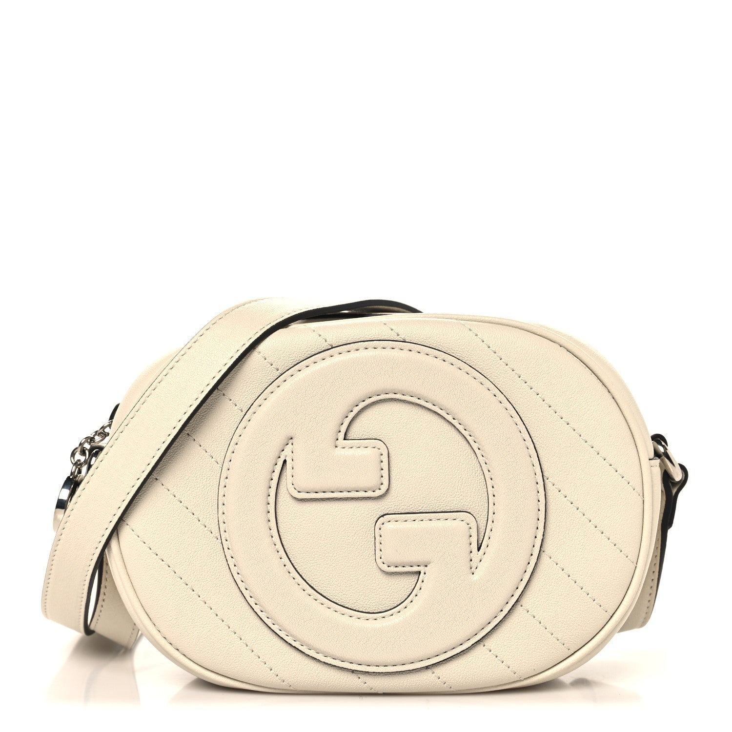 Sakai Be Green Calfskin Diagonal Stitched Mini Blondie Shoulder Bag Mystic White