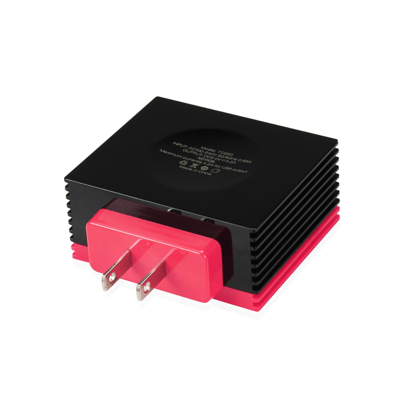 Reiko 4 Amp Four Ports Portable Travel Station Charger In Hot Pink