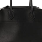 Polished Saddle Calfskin Soft Margaux 10 Bag Black