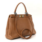Vitello Seta Shiny Nappa Elaphe Medium Peekaboo Iconic Satchel Latte Blue