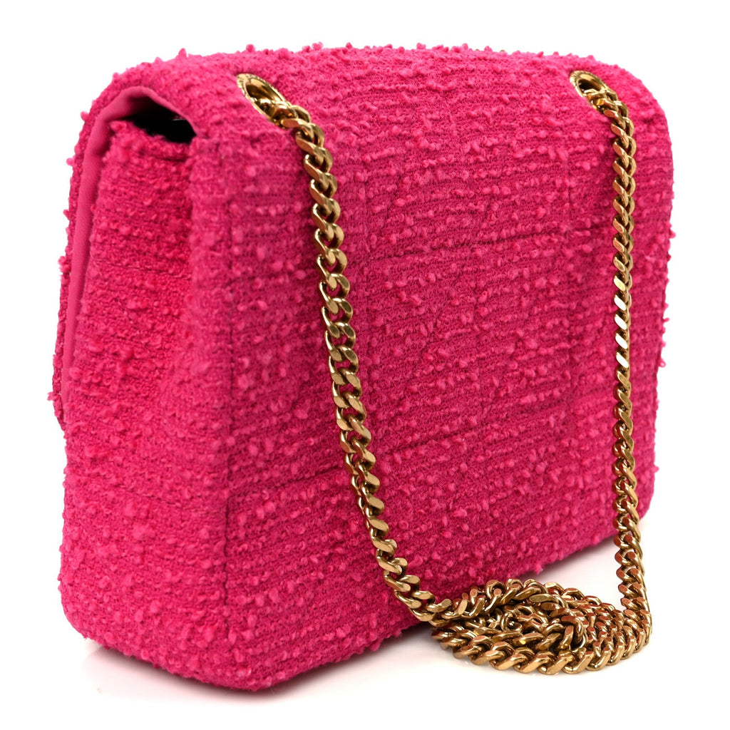 Boucle Tweed Patchwork Monogram Medium Jamie Baguette Magenta