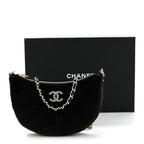 Velvet Crystal Quilted Chain Hobo Black