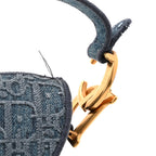 Oblique Embroidered Saddle Bag Denim Blue