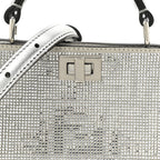 Crystal Vitello Laminato FF Petite Peekaboo I SEE U Satchel Crystal Argento
