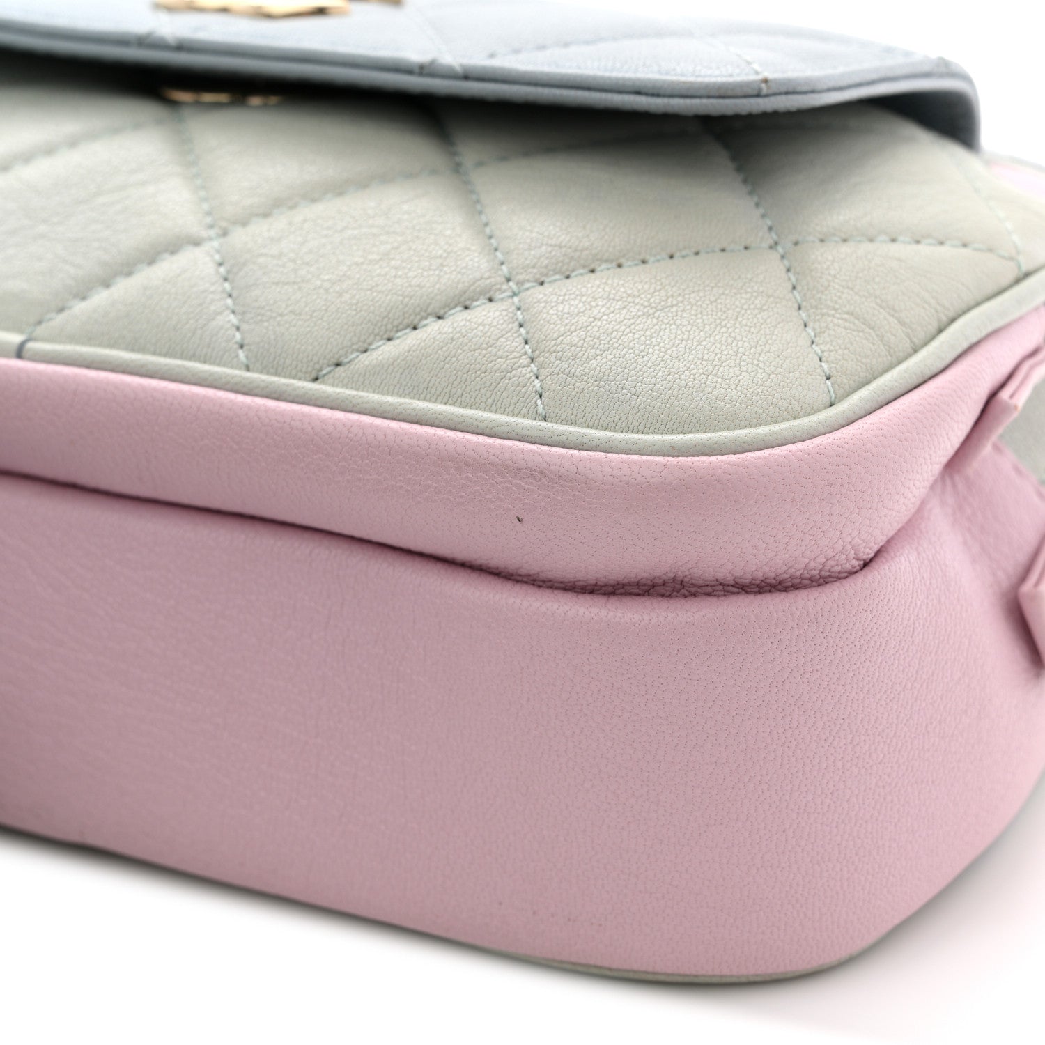 Goatskin Quilted Waist Bag Green Blue Pink