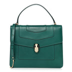 Calfskin Large Serpenti Forever Top Handle Emerald Green
