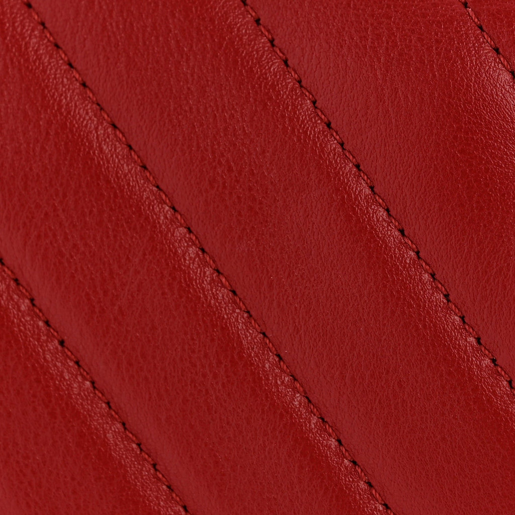 Calfskin Chevron Quilted Large Statement Flap Red