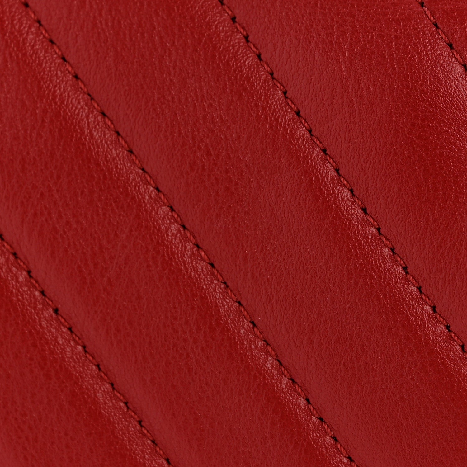 Calfskin Chevron Quilted Large Statement Flap Red