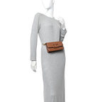Grainy Calfskin VSling Belt Bag Saddle Brown