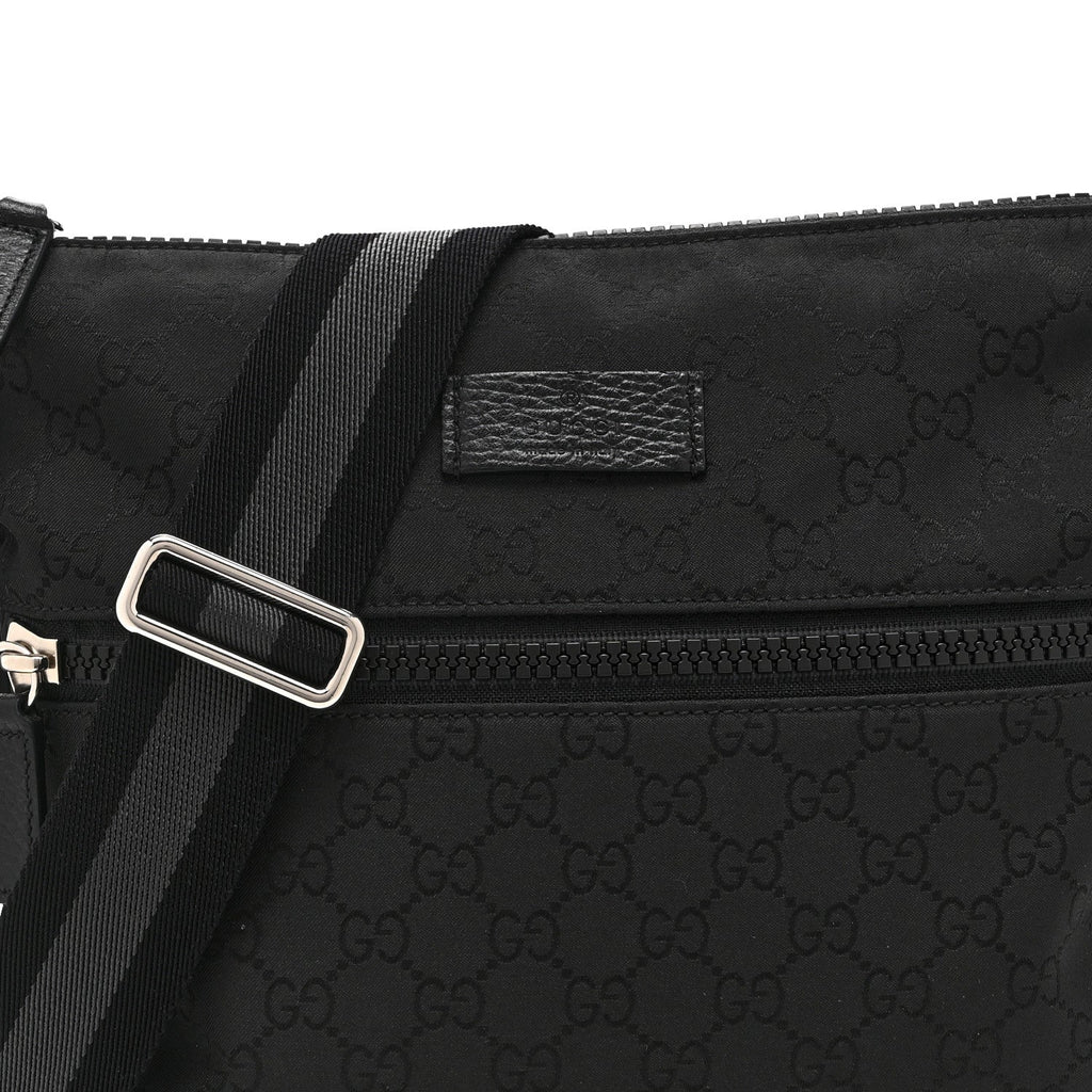 Nylon Monogram Small Flat Messenger Bag Black