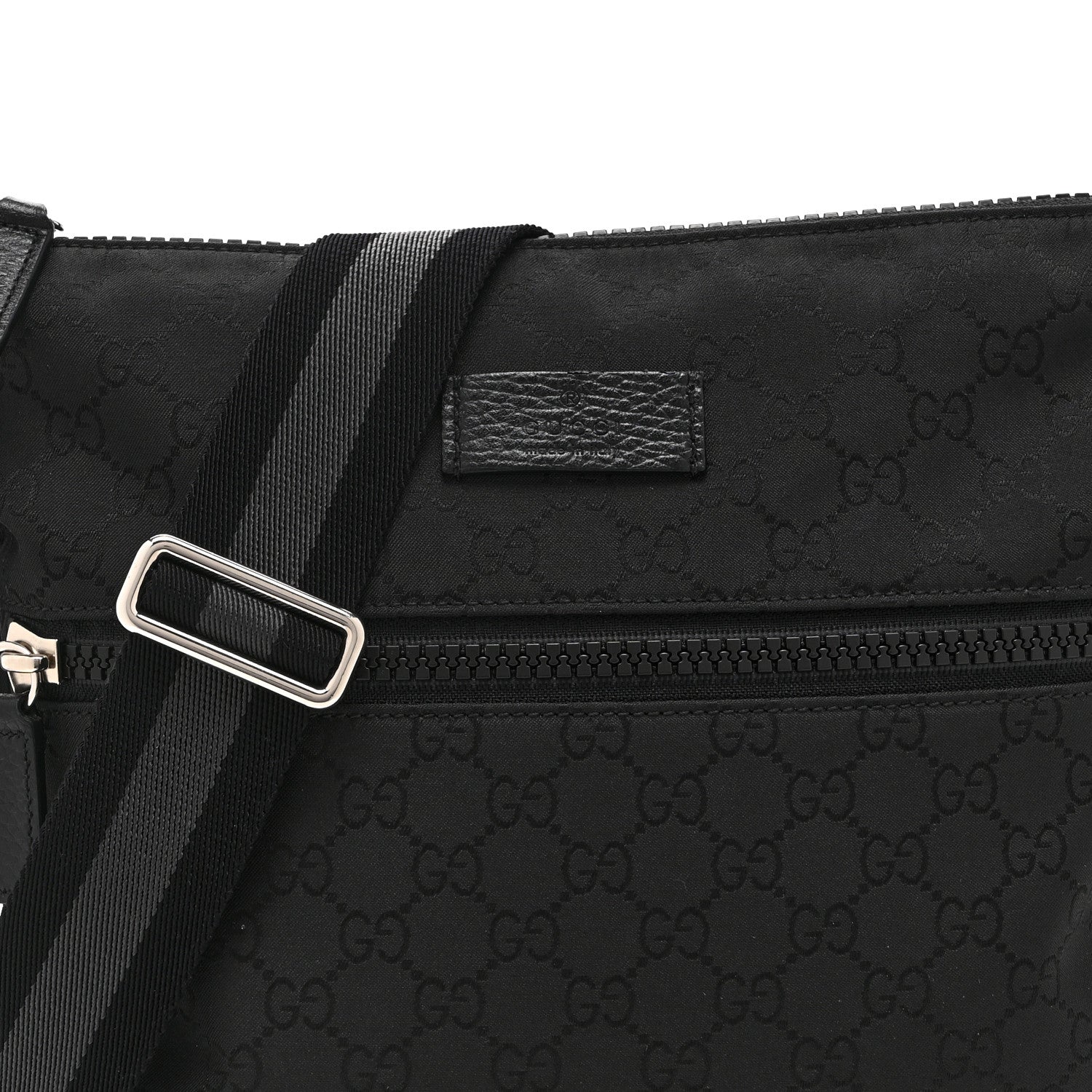 Nylon Monogram Small Flat Messenger Bag Black