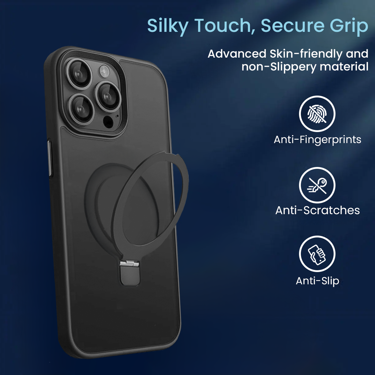 Entronix [Magnetic] Case Compatible with iPhone 15 Pro Max - Translucent Frosted Matte Gripstand