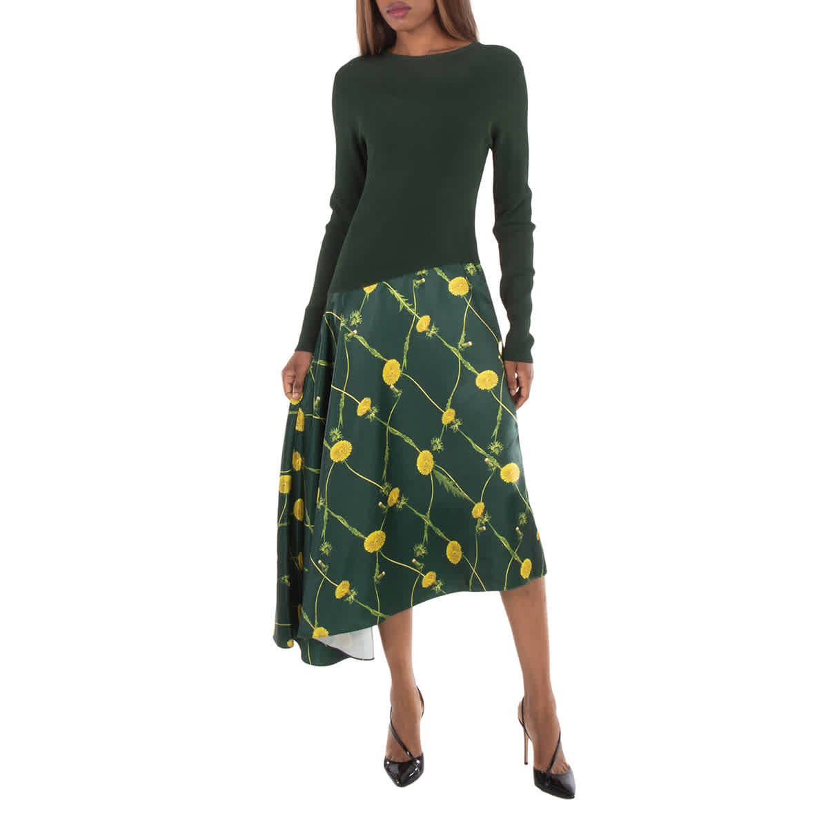 Burberry Kleid mit asymmetrischem Rock und Löwenzahn-Muster