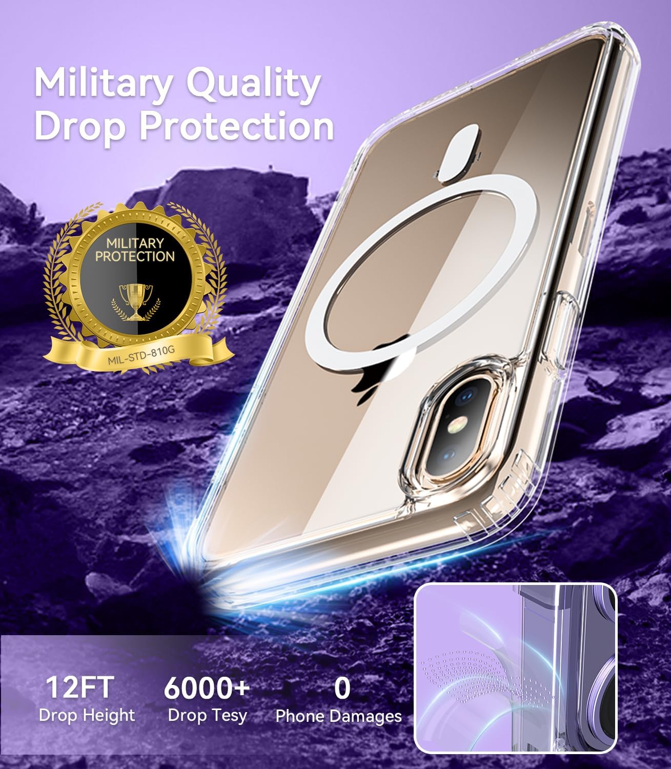 Entronix Bundle Compatible with iPhone X/XS - [Magnetic] Clear Case & 2 Clear Screen Protectors