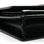 Coated Bark Calfskin Sunset Chain Wallet Black