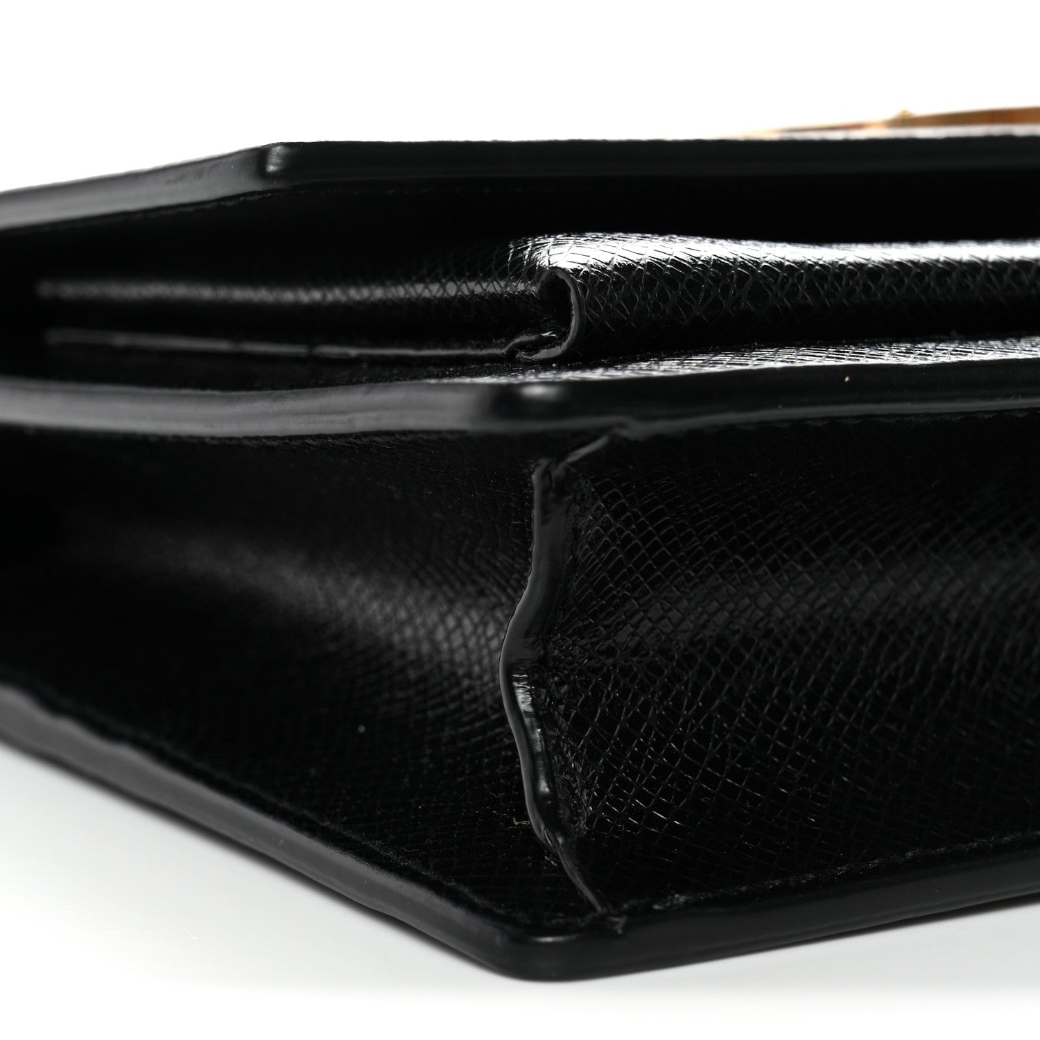 Coated Bark Calfskin Sunset Chain Wallet Black