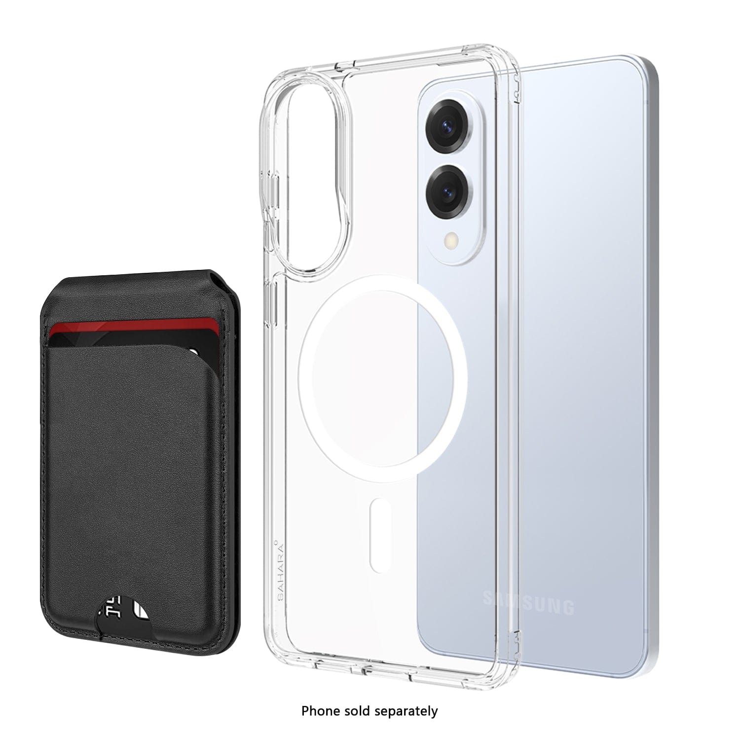 SAHARA - Venture Series Wallet Case - Samsung Galaxy S25 Edge - Clear/Scorpion Black